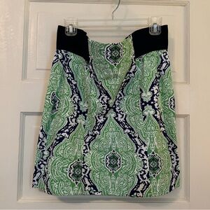 J.McLaughlin size 12 paisley pencil skirt navy and green